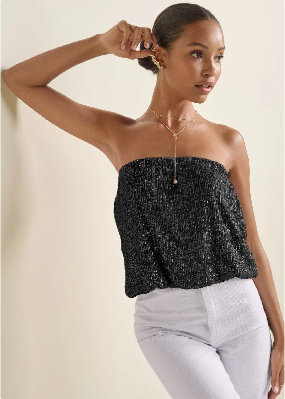 Sequin Tube Top - Black Chic Outfits