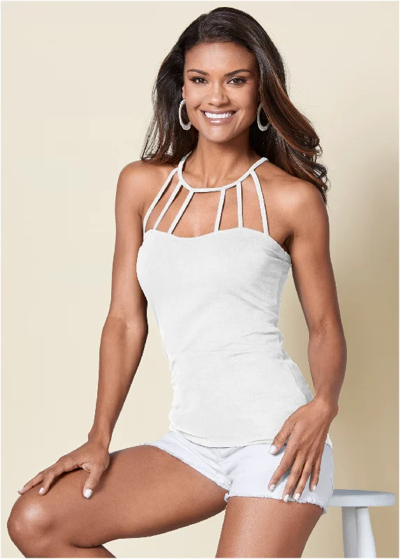 Strappy Detail Top - White Exclusive Discount